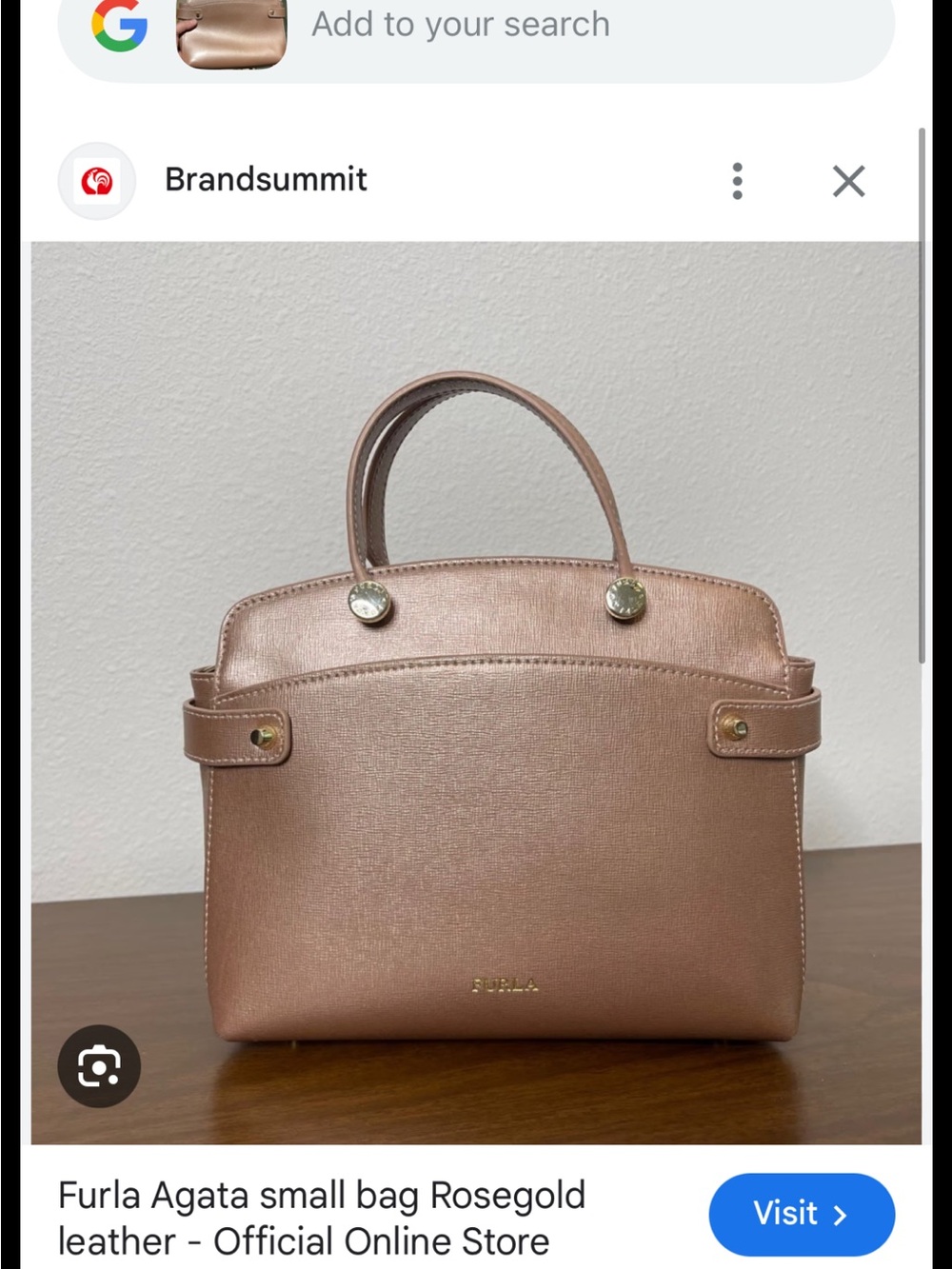 Furla Leather Agata Satchel-Rose gold/pinkish bronze color with gold hardware - Picture 2 of 2